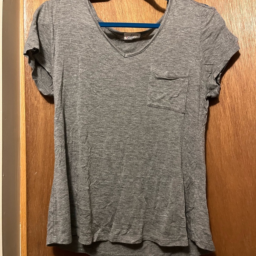 Grey cut out shoulder t-shirt